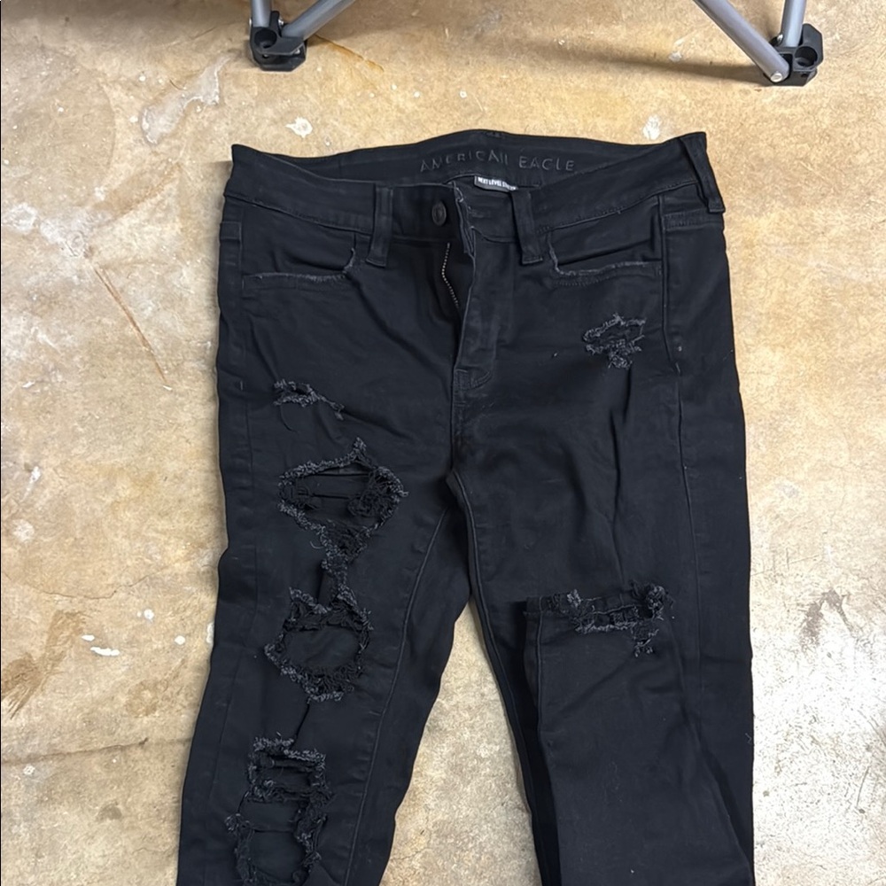 American Eagle Outfitters Black Distressed Jeans